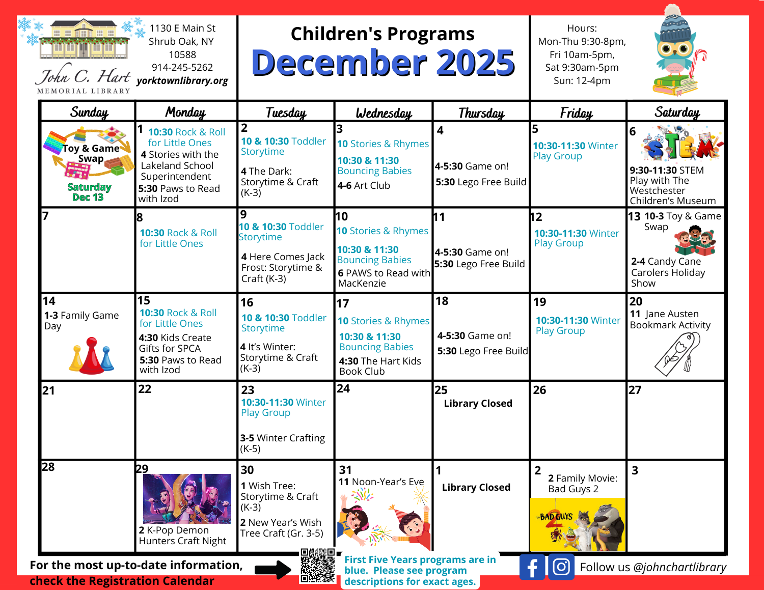 Image of the print calendar for Children's programming in the month of September