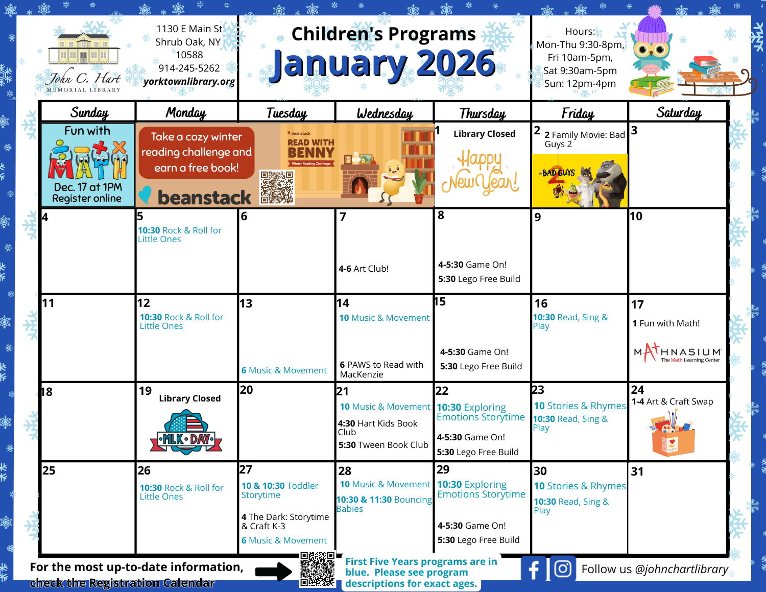 Image of the print calendar for Children's programming in the month of September