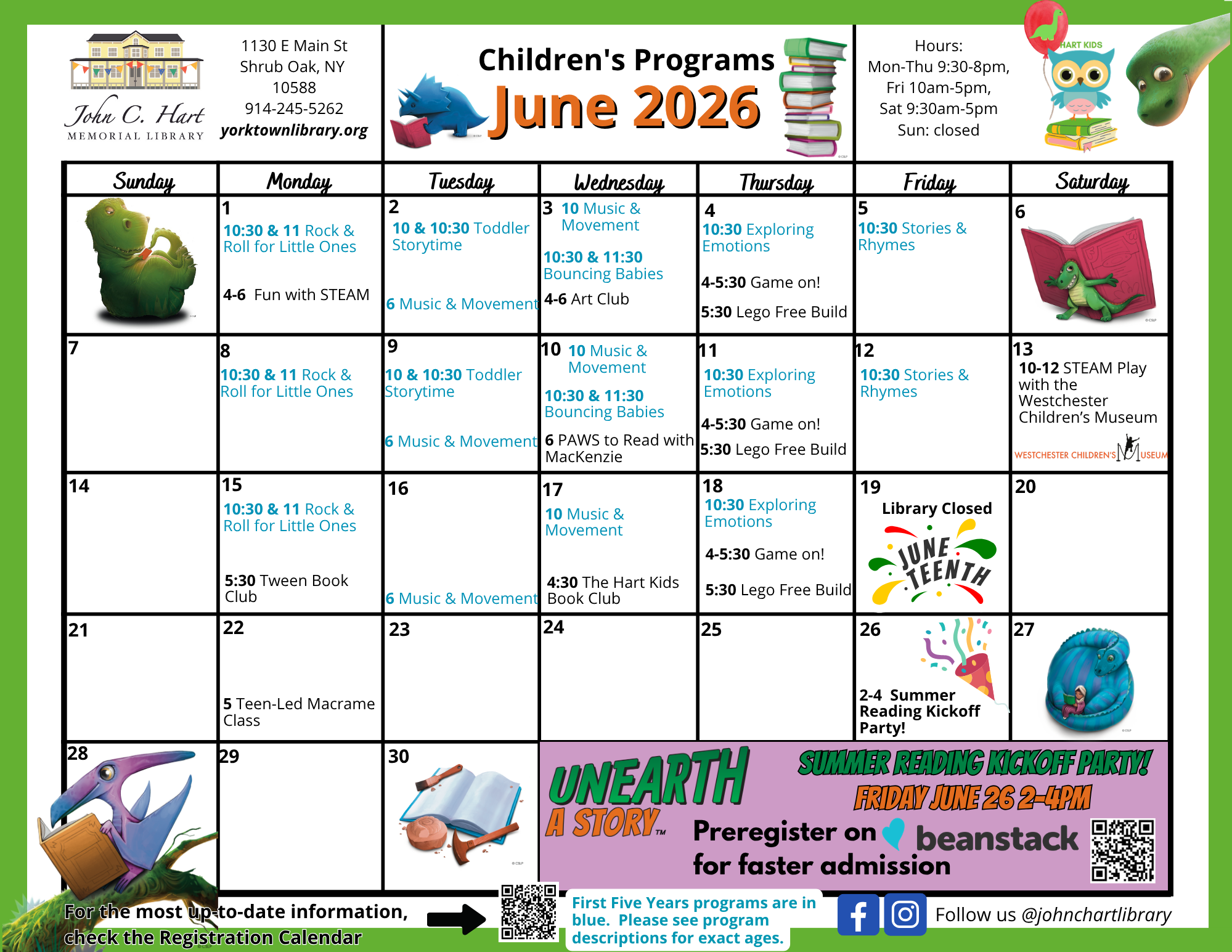 Image of the print calendar for Children's programming in the month of September