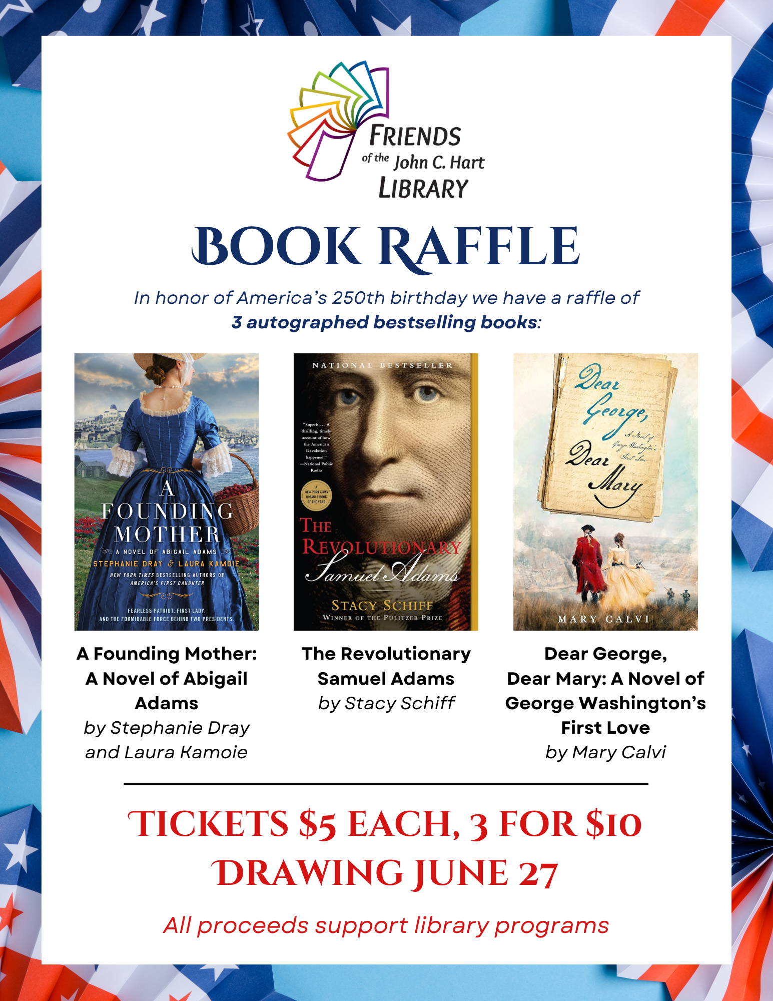 A flyer giving information about the current book raffle.