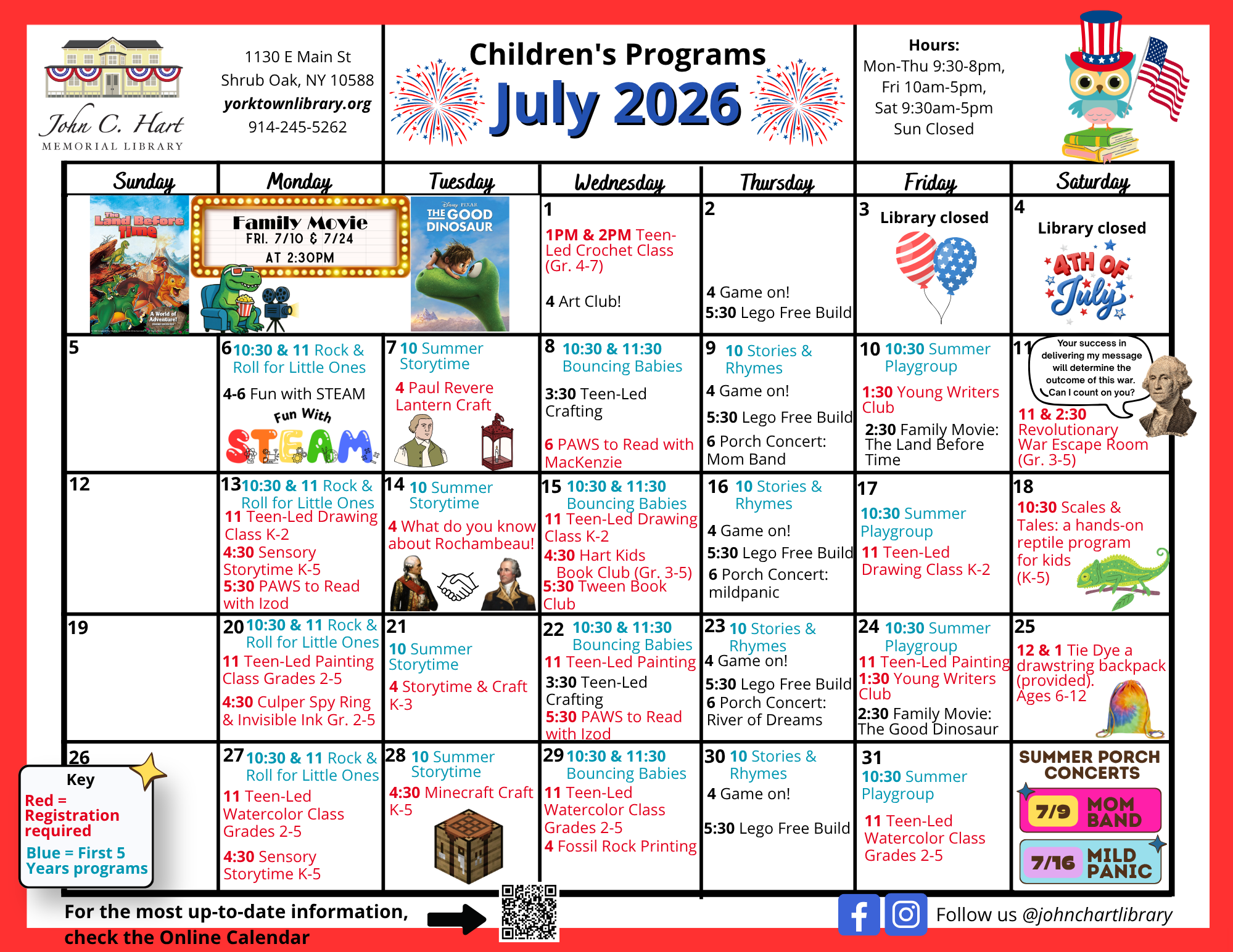 Image of the print calendar for Children's programming in the month of September