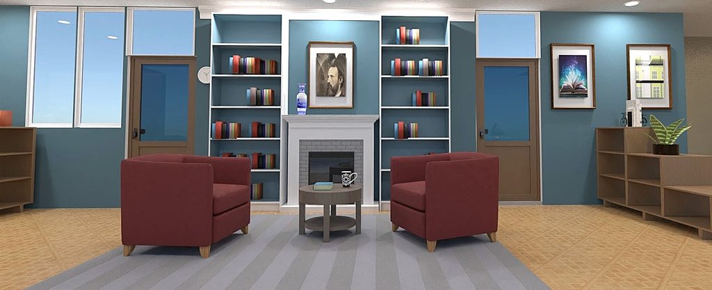 computer rendering of new reading lounge area