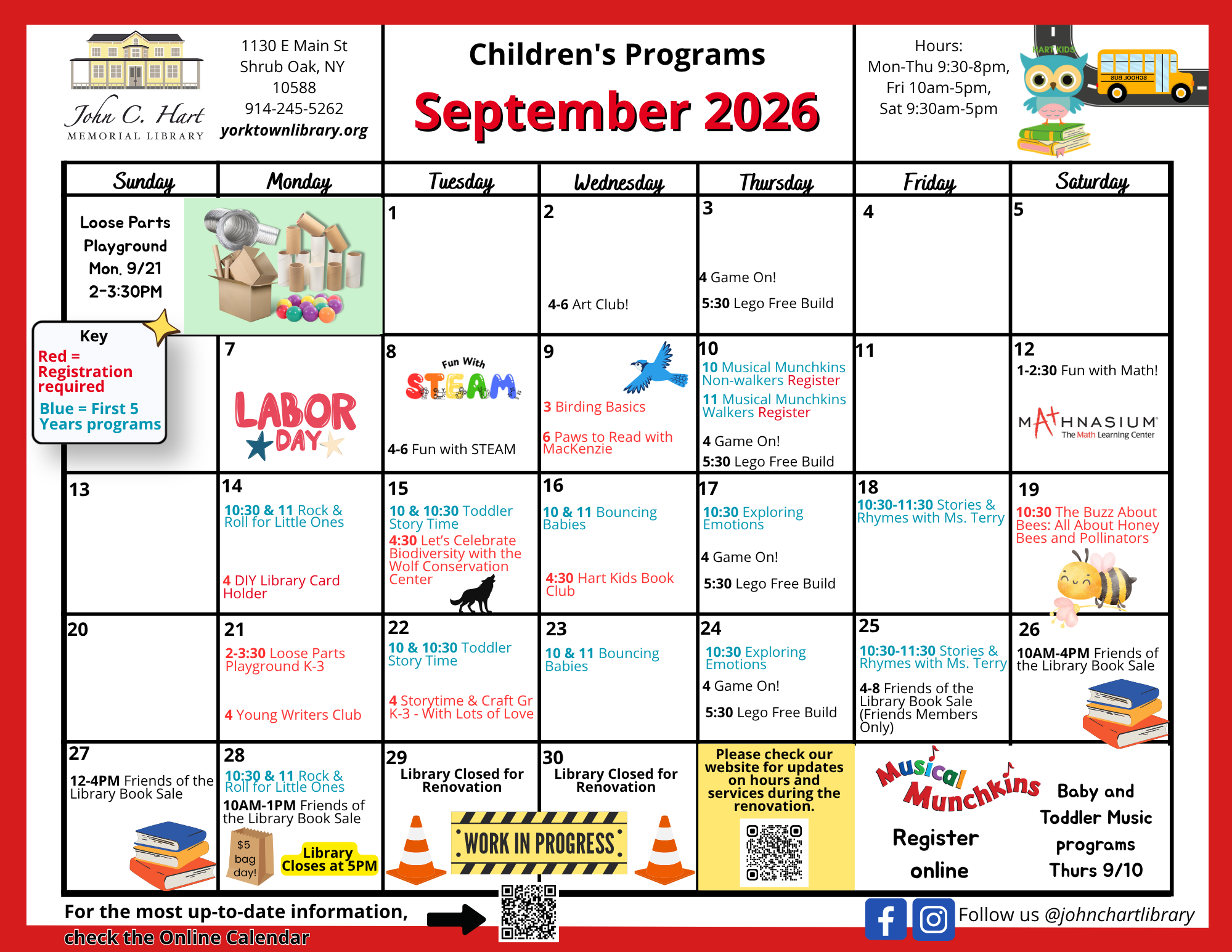 Image of the print calendar for Children's programming in the month of September