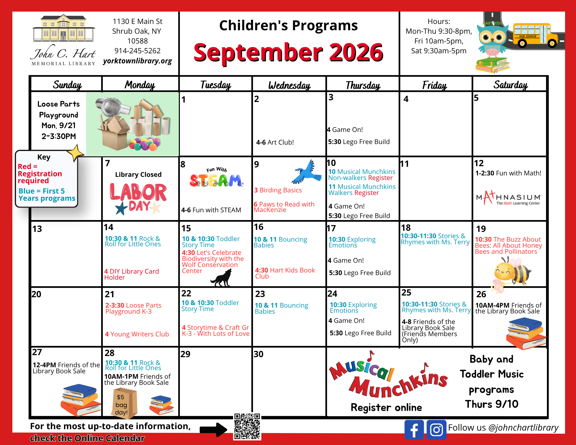 Image of the print calendar for Children's programming in the month of September